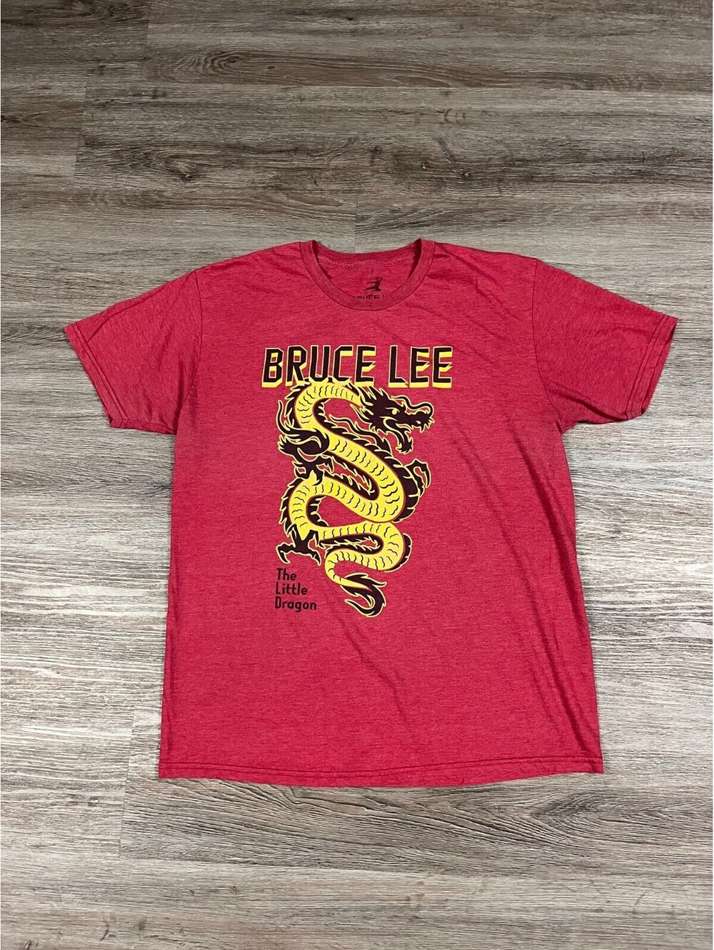 Bruce Lee The Little Dragon Shirt Mens Large Heather Red Kung Fu Graphic